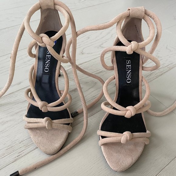 Senso Tie Up Suede Heels, Nude, Size 6 (NEW) - Picture 1 of 6